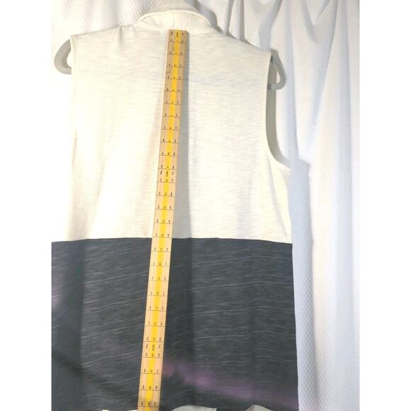 T By Talbots lightweight Vest Shawl Collar Ivory Navy Knit Neutral Womens Large - Picture 5 of 7